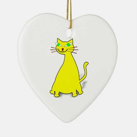 Gelbe Fett-Katze Keramikornament (Rechts)