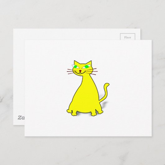 Gelbe Fett-Katze Postkarte (Vorne/Hinten)