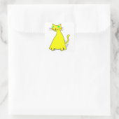 Gelbe Fett-Katze Quadratischer Aufkleber (Tasche)