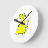 Gelbe Fett-Katze Runde Wanduhr (Winkel)