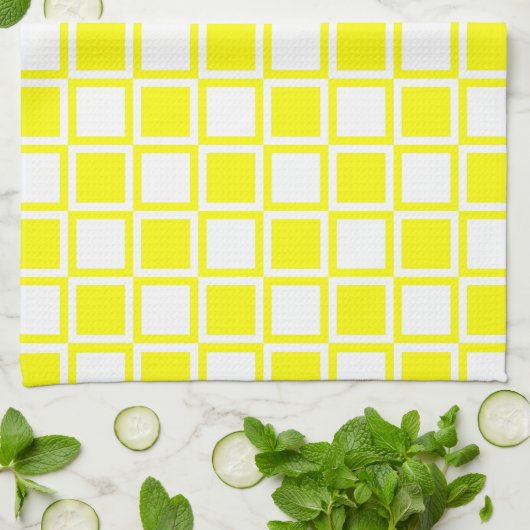 Gelbe fette Mod-Quadrate Küchentuch (Gefaltet)