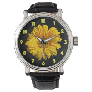 Gelbe Fettzahl der Sonnenblumen Armbanduhr