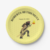 Gelbe Feuerwehrleute Ruhestand Pappteller (Vorderseite)