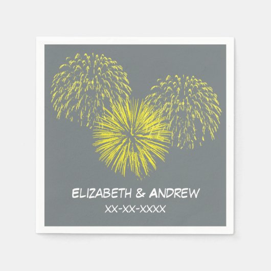 Gelbe Feuerwerke, Holzkohle BG, Namensmonogramm Serviette (Vorderseite)