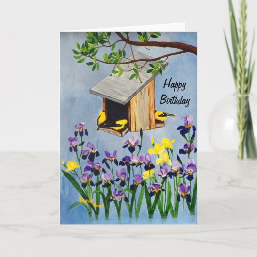 Gelbe Fink-Geburtstags-Karte Karte (Vorderseite)