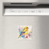 Gelbe Finken-Blumen-Wasserfarben-Kunst-Magnet Magnet (In Situ (Geschirrspüler))