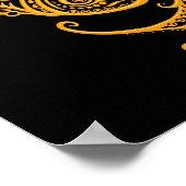 Gelbe Fische Zodiac auf schwarz Poster (Ecke)