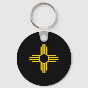 Gelbe Flagge von New Mexico Zia-Sonnensymbol Schlüsselanhänger