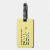 Gelbe Flamingos und Palm Blätter Gepäckmarke Gepäckanhänger (Rückseite vertikal)