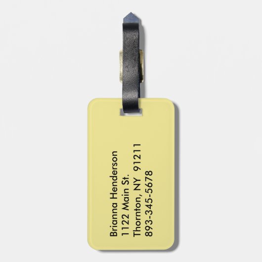 Gelbe Flamingos und Palm Blätter Gepäckmarke Gepäckanhänger (Rückseite vertikal)