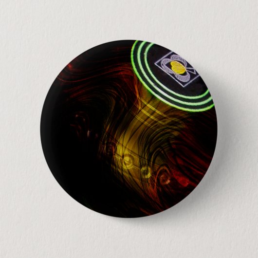 Gelbe Flammenschale, 6 cm Abzeichen rund Button (Vorderseite)