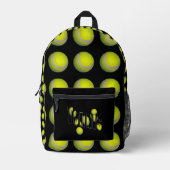 Gelbe, flauschige Tennisbälle auf schwarz Bedruckter Rucksack (Vorderseite)