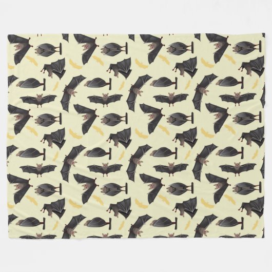 Gelbe Fledermausdecke Fleecedecke (Vorderseite (Horizontal))