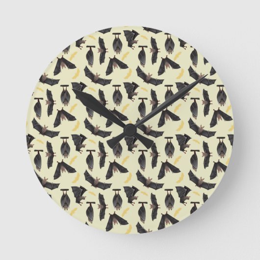 gelbe Fledermäuse Runde Wanduhr (Vorderseite)