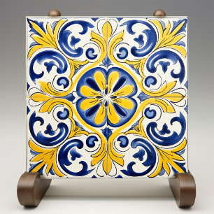Gelbe Fleur-de-Lis-Azulejo-Druck Fliese