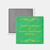 Gelbe Fleur De Lis Border Green Save date Magnete Magnet (Vorderseite/Rückseite)