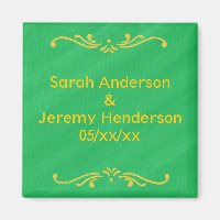 Gelbe Fleur De Lis Border Green Save date Magnete