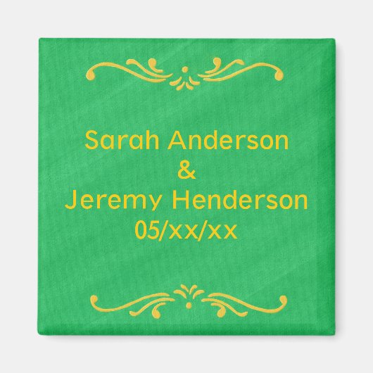 Gelbe Fleur De Lis Border Green Save date Magnete Magnet (Vorne)
