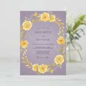 Gelbe Fliederrose Hochzeit Einladung (Stehend Vorderseite)