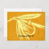 Gelbe Fliegenfliege-Fliegenfliege Feiertagspostkarte (Vorne/Hinten)