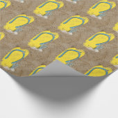 gelbe Flip-Flops im Sand Geschenkpapier (Ecke)