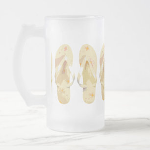 Gelbe Flip Flops Mattglas Bierglas