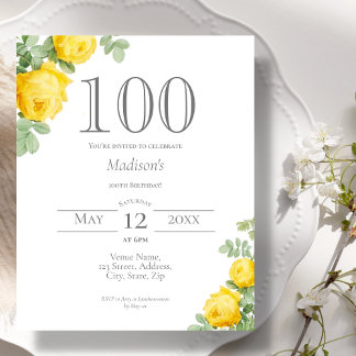 Gelbe Flora | 100. Geburtstag Einladung