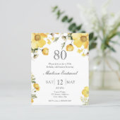 Gelbe Flora 80. Geburtstag Einladung (Stehend Vorderseite)