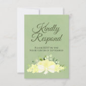 Gelbe Flora auf Sage Green Kindly Respektierung Ho RSVP Karte (Vorderseite)