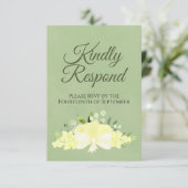 Gelbe Flora auf Sage Green Kindly Respektierung Ho RSVP Karte (Stehend Vorderseite)