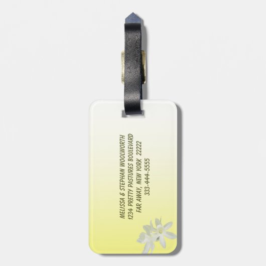 Gelbe Flora Gepäckanhänger (Rückseite vertikal)