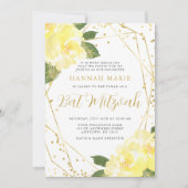 Gelbe Flora Goldbutt Mitzvah Einladung (Vorderseite)