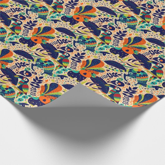 Gelbe Flora: Helles tropisches Tapete Geschenkpapier (Ecke)