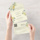 Gelbe Flora | HochzeitQR-Code-UAWG All In One Einladung (Abreißen)