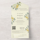 Gelbe Flora | HochzeitQR-Code-UAWG All In One Einladung (Innen Boden)