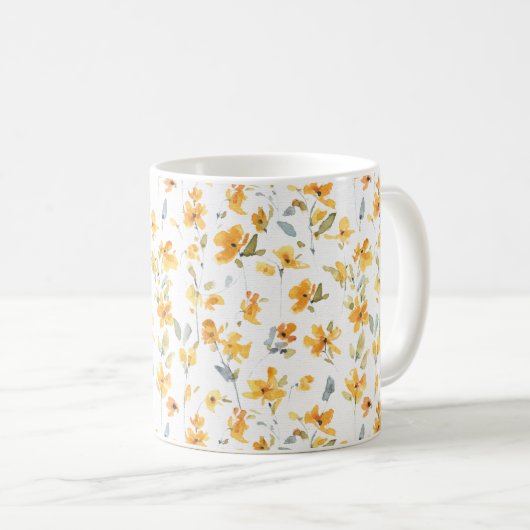 Gelbe Flora Kaffeetasse (VorderseiteRechts)