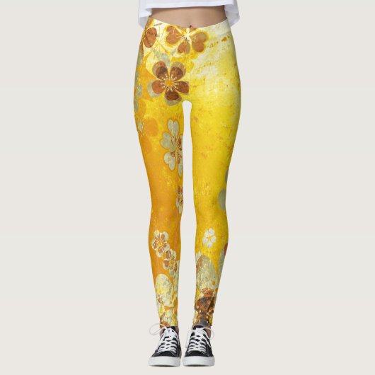 Gelbe Flora Leggings (Vorderseite)