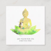 *~* Gelbe Flora Lotus Buddha Meditation QR AP33 Quadratische Visitenkarte (Vorderseite)