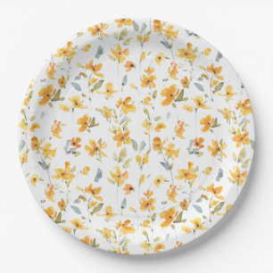 Gelbe Flora Pappteller