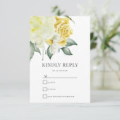 Gelbe Flora | RSVP-Hochzeitkarte RSVP Karte (Stehend Vorderseite)