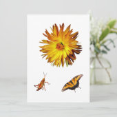 Gelbe Flora und Fauna Einladung (Stehend Vorderseite)