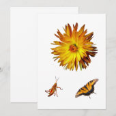 Gelbe Flora und Fauna Einladung (Vorne/Hinten)