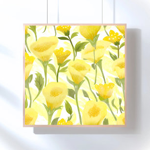 Gelbe floral Aquarellmalerei Poster