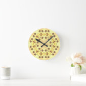 Gelbe florale Abstraktion Runde Wanduhr (Zuhause)