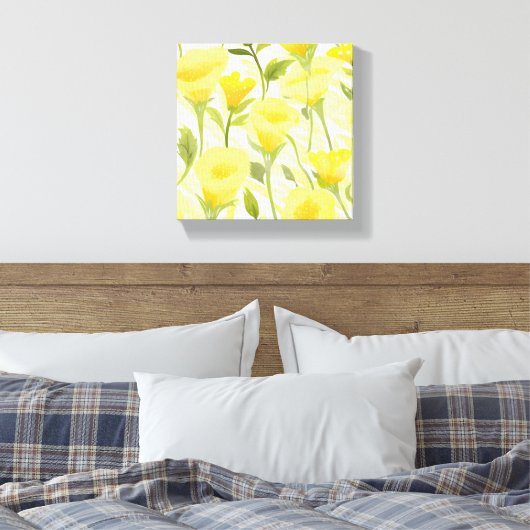Gelbe florale Aquarellbilder Leinwanddruck (Insitu (Schlafzimmer))