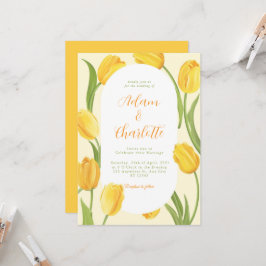 Gelbe Florale Boho-Grün Elegante Hochzeitseinladun Einladung