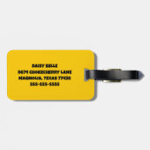 Gelbe florale Daisy Luggage Tag Gepäckanhänger (Rückseite horizontal)