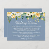 Gelbe florale Dusty Blue Wedding Card Postkarte (Vorne/Hinten)
