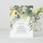 Gelbe florale Elegant Sommertaufe Einladung (Stehend Vorderseite)
