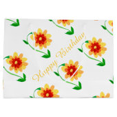 Gelbe florale Geschenktasche Große Geschenktüte (Rückseite)